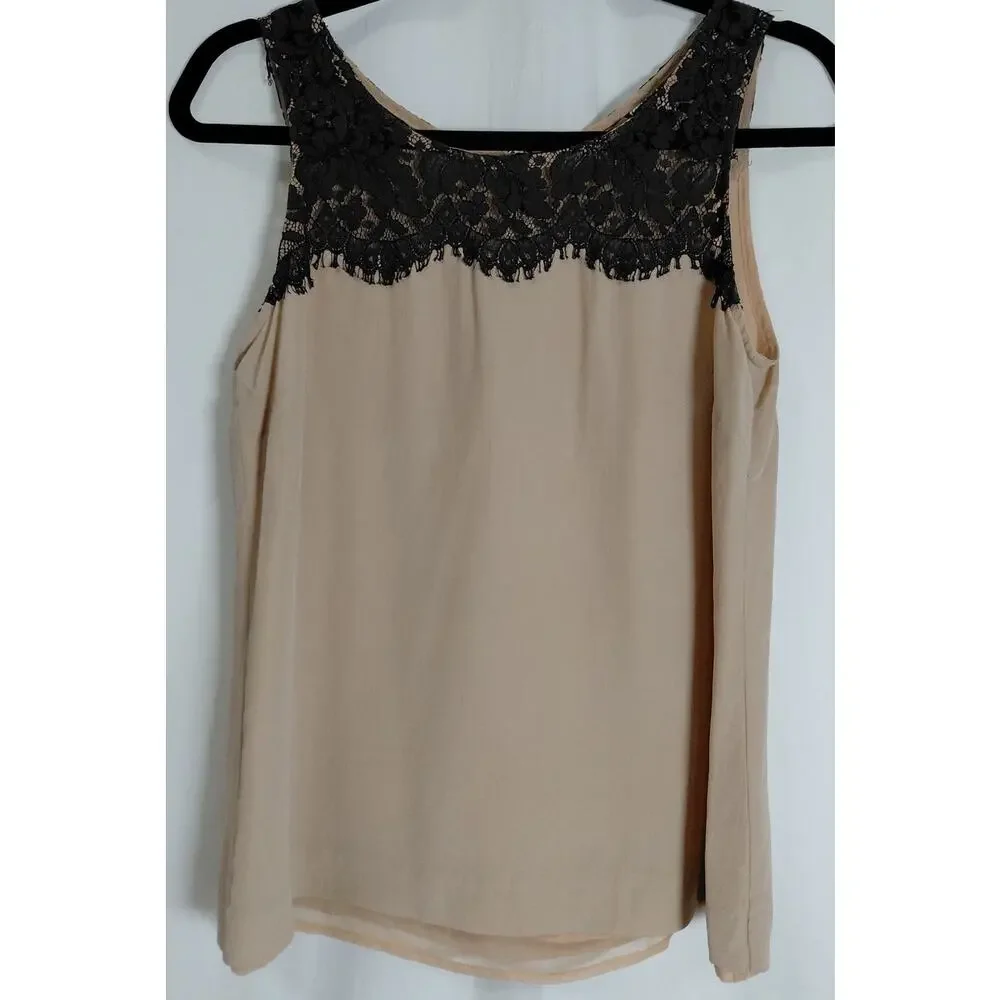 J.Crew Beige Lace Sleeveless Top Solid Scoop Neck Women See Measurements